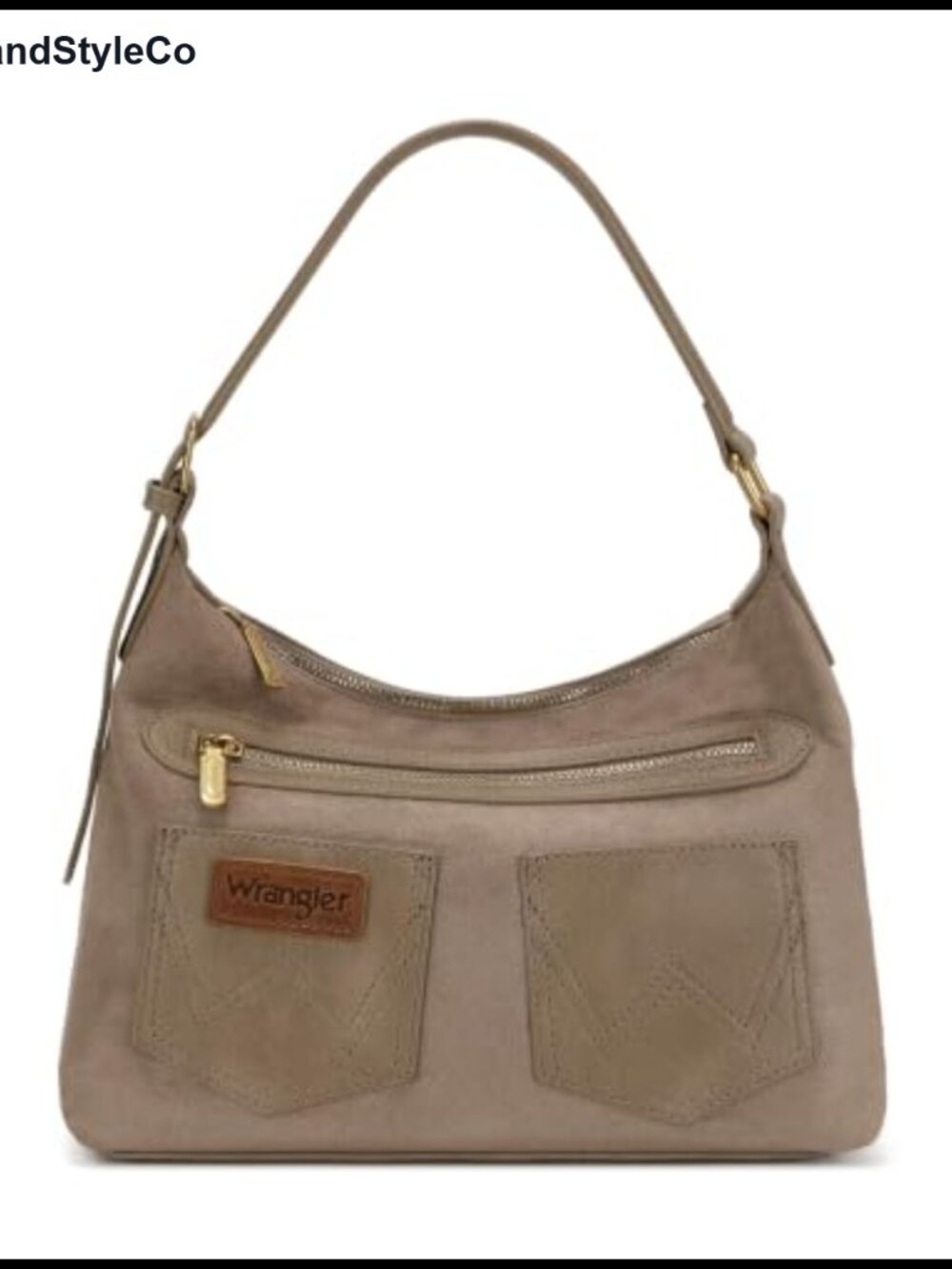 Faux Suede Slouchy Hobo Shoulder Bag Crossbody Purse with Zip Pockets